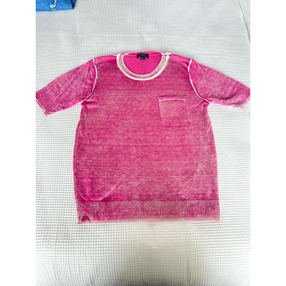 J.Crew Pink Silk Blend Crewneck Sweater Pocket Lightweight Size S